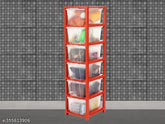 Transparent red 6-layer plastic drawer storage organizer for efficient home organization